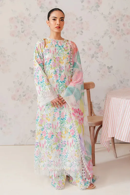 Afrozeh The Floral Charm White Organza – view 1 – Poshaq