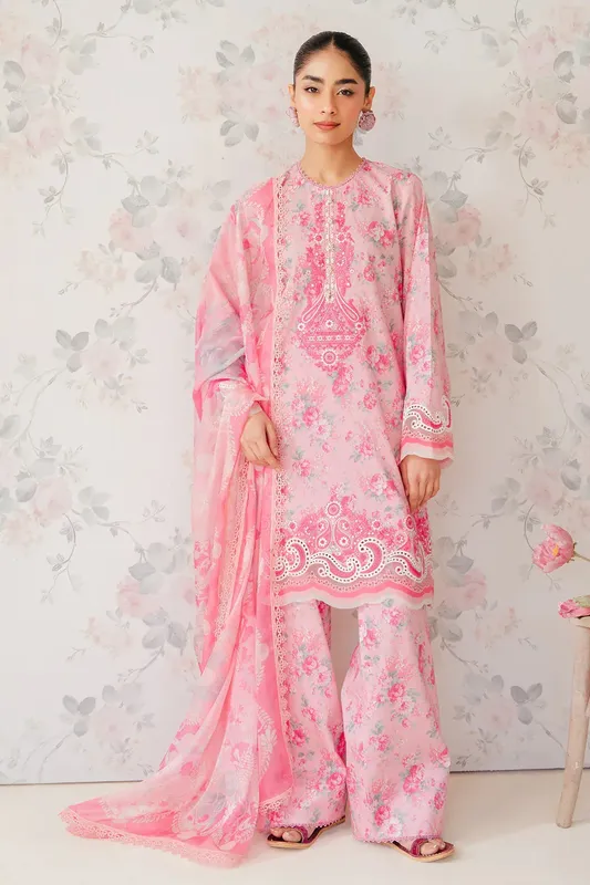 Afrozeh The Floral Charm Pink Organza – view 1 – Poshaq