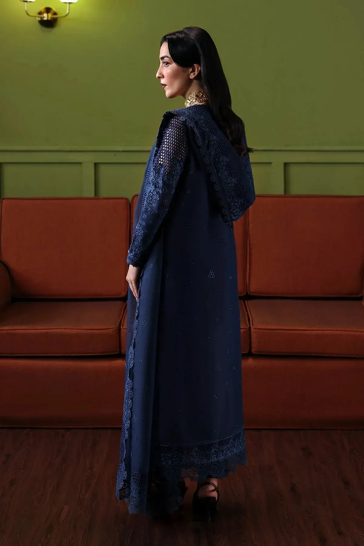 Afrozeh Rhythm RTW Blue Organza – view 2 – Poshaq