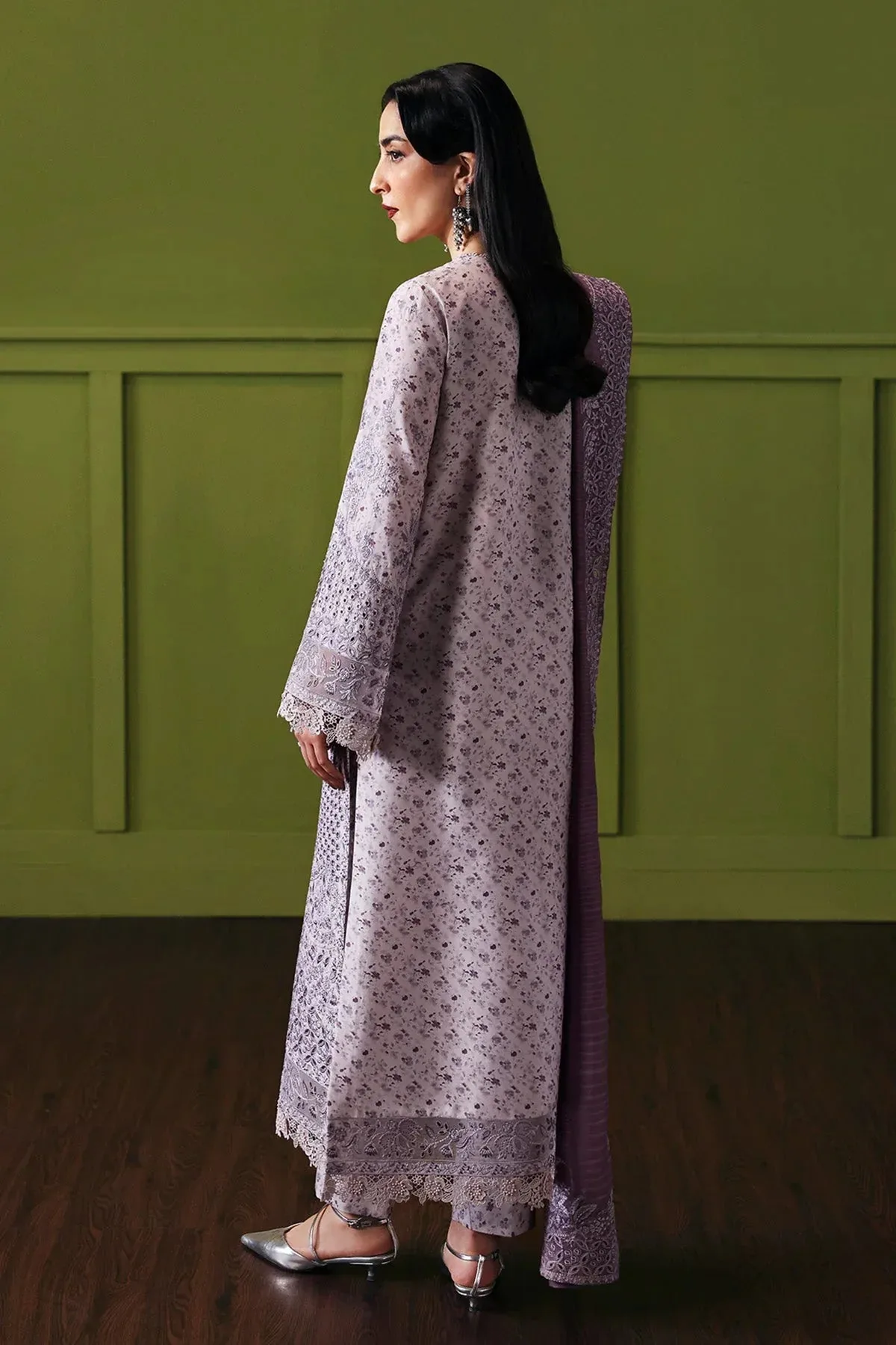 Afrozeh Rhythm RTW Lilac Chiffon – view 2 – Poshaq