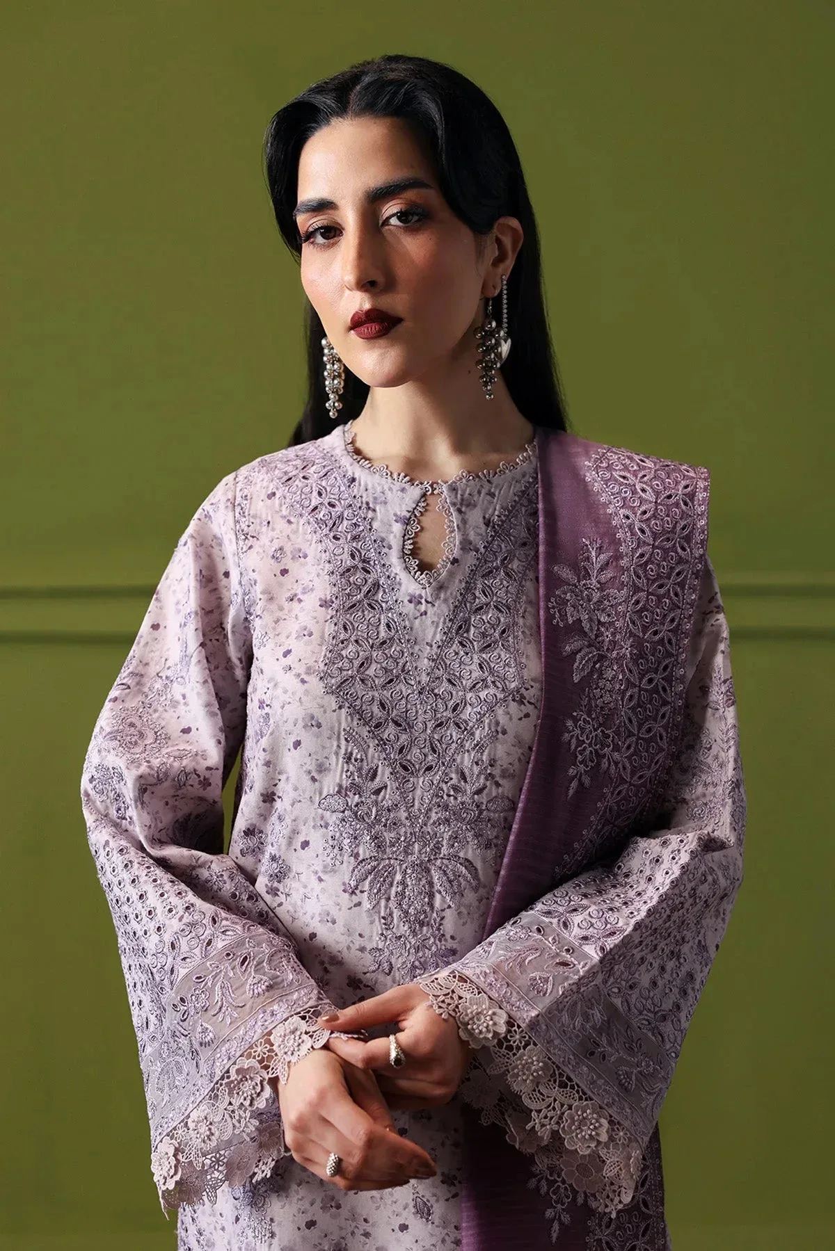 Afrozeh Rhythm RTW Lilac Chiffon – view 3 – Poshaq