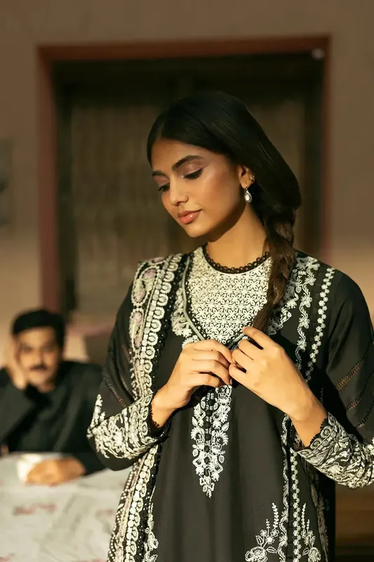 Afrozeh Mulaqaat Lawn Black Chiffon – view 1 – Poshaq