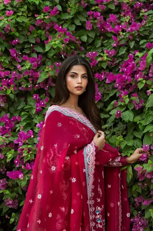 Afrozeh Mulaqaat Lawn Pink Organza – view 1 – Poshaq