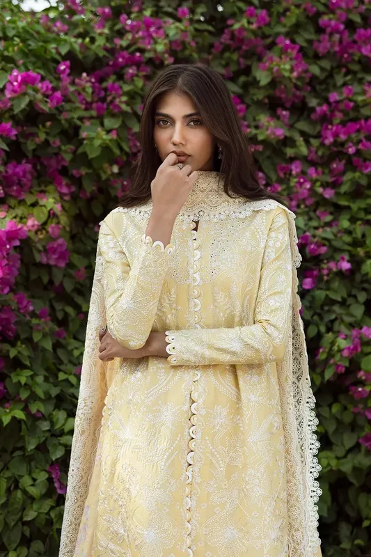 Afrozeh Mulaqaat Lawn Yellow Organza – view 1 – Poshaq