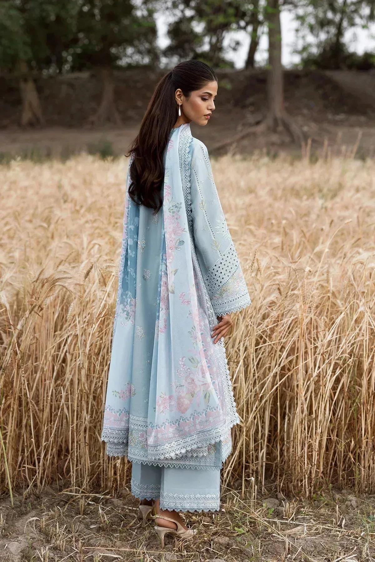 Afrozeh Mulaqaat Lawn Green Cotton – view 2 – Poshaq