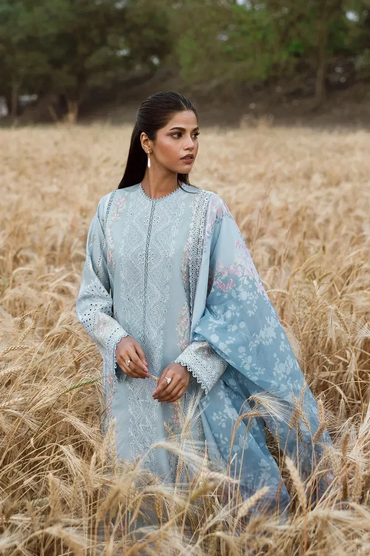 Afrozeh Mulaqaat Lawn Green Cotton – view 4 – Poshaq