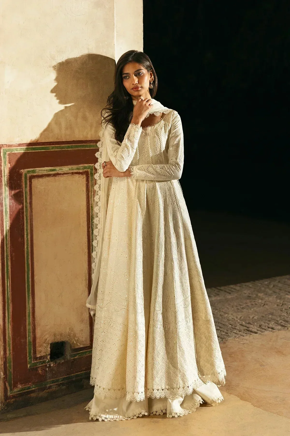 Afrozeh Mulaqaat Lawn White Chiffon – view 2 – Poshaq