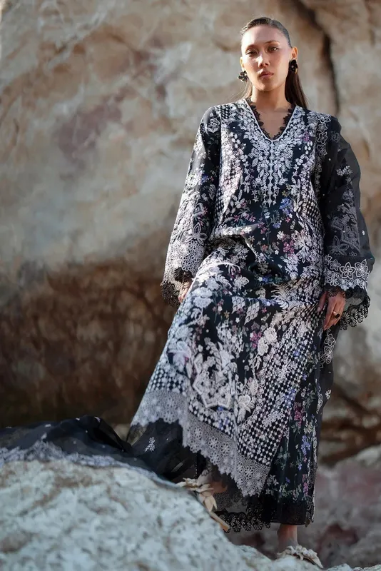 Afrozeh Summer Together 25 Black Lawn – view 1 – Poshaq