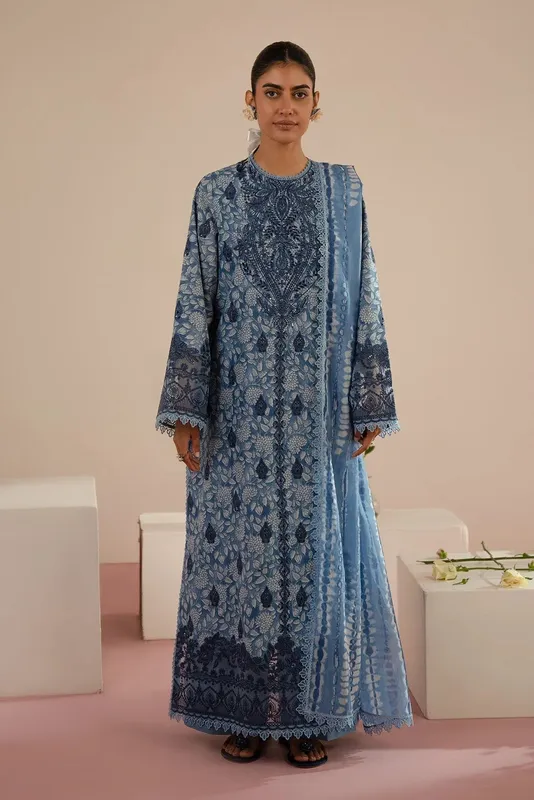 Afrozeh Floral Charm 25 Blue Lawn – view 1 – Poshaq