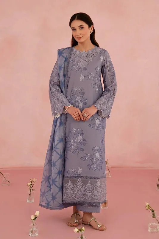 Afrozeh Floral Charm 25 Grey Chiffon – view 1 – Poshaq