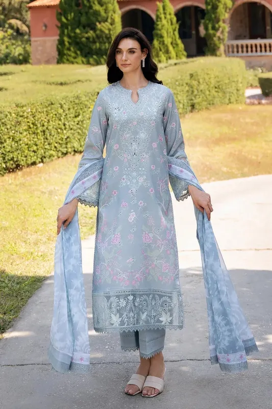 Afrozeh Damask The Holiday Edit '25 - Lawn Organza – view 1 – Poshaq