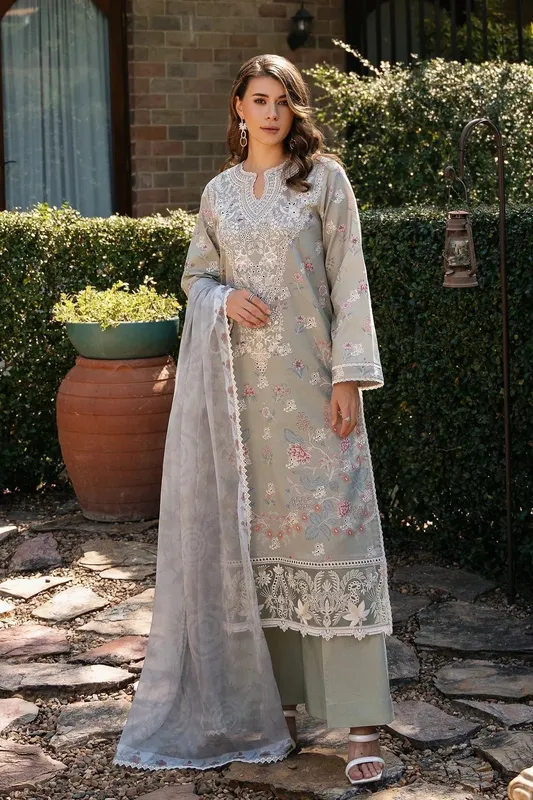 Afrozeh Damask The Holiday Edit '25 - Lawn Organza – view 1 – Poshaq