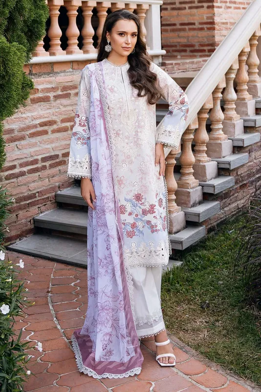 Afrozeh Damask The Holiday Edit 25 Off White Lawn – view 1 – Poshaq