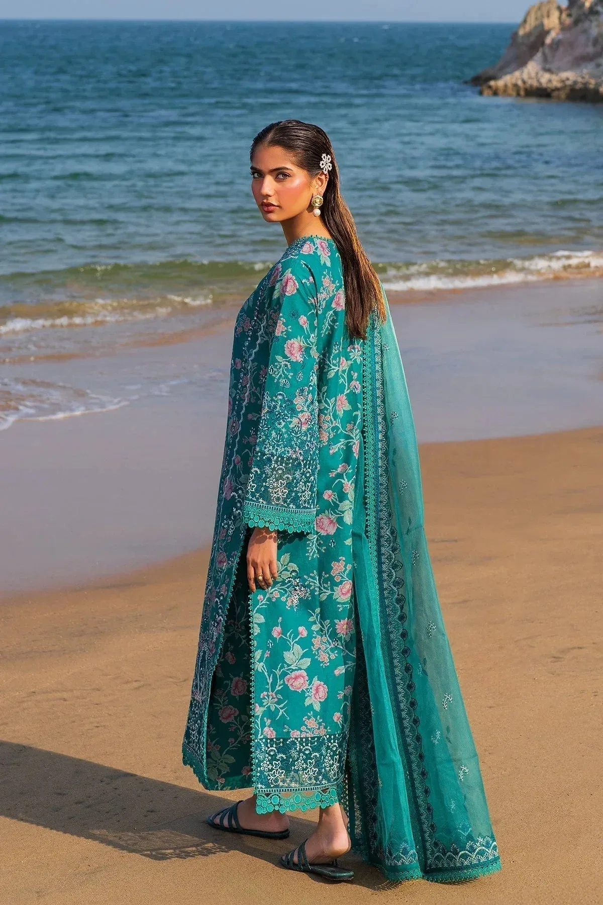 Afrozeh Endless Summer Green Cotton – view 2 – Poshaq