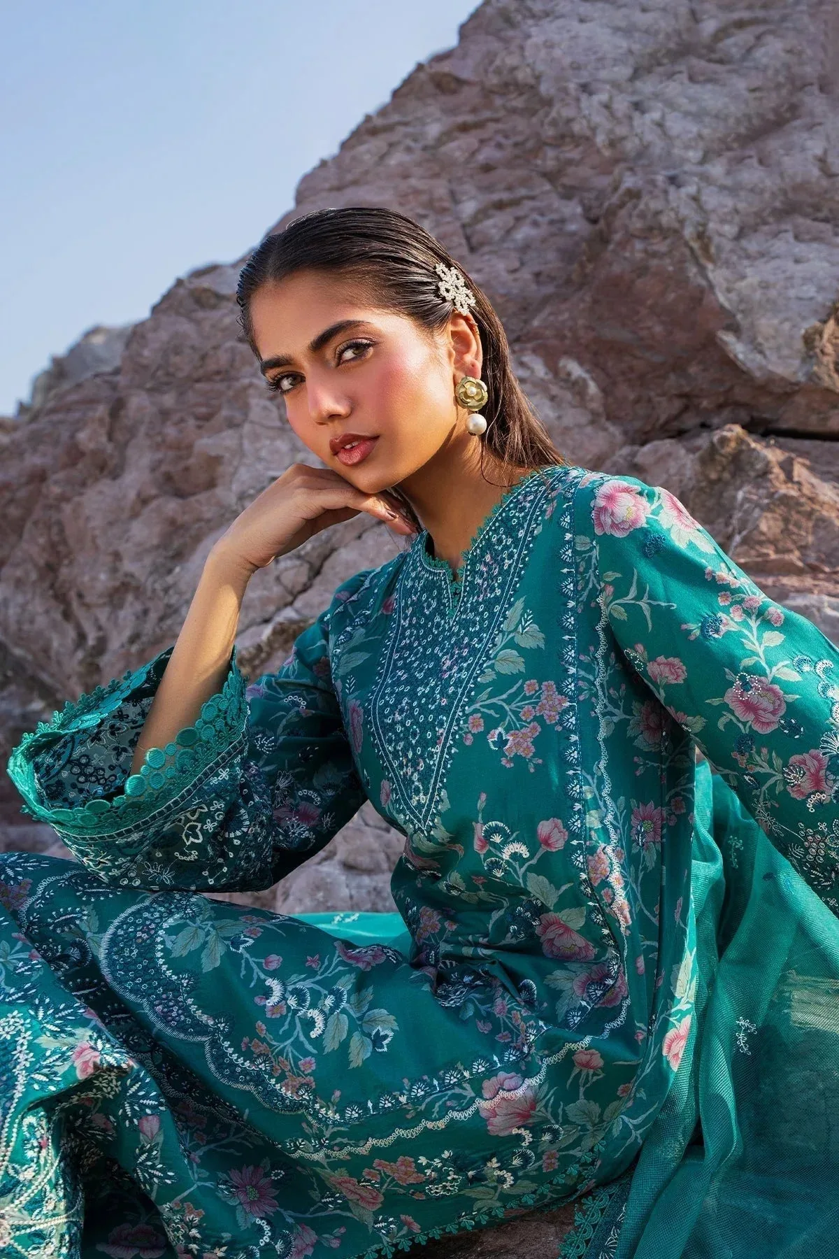 Afrozeh Endless Summer Green Cotton – view 4 – Poshaq