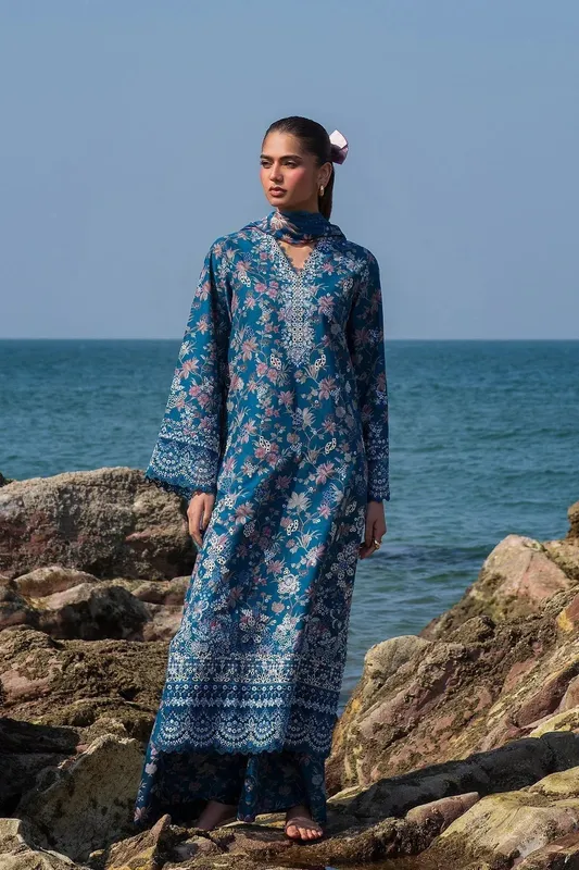 Afrozeh Endless Summer Blue Organza – view 1 – Poshaq