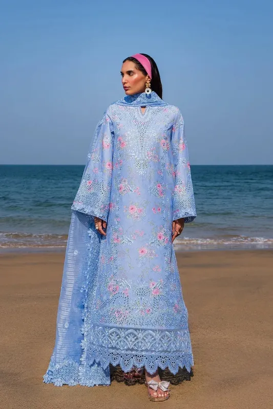 Afrozeh Endless Summer Blue Organza – view 1 – Poshaq