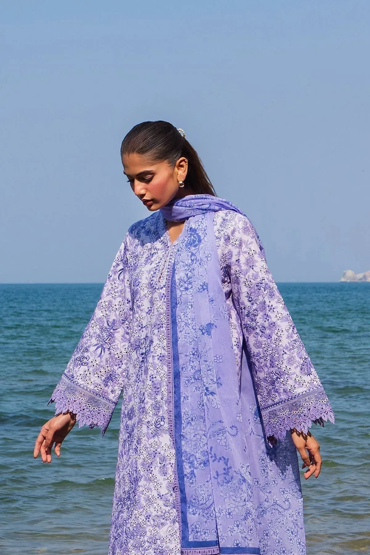 Afrozeh Endless Summer Lilac Chiffon – view 4 – Poshaq