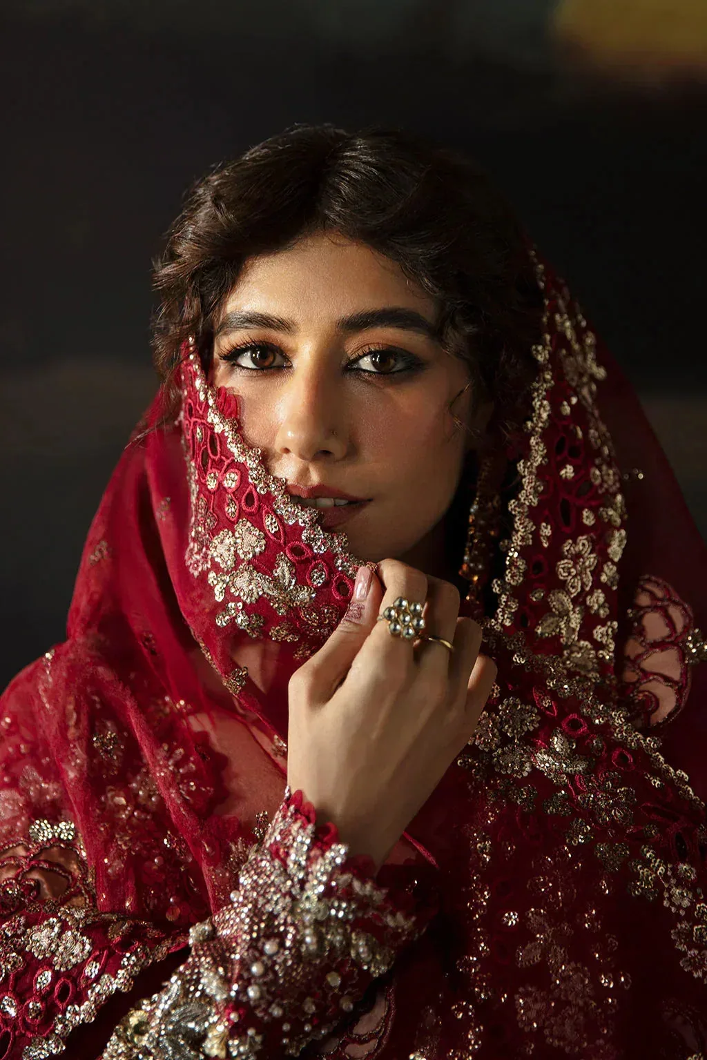 Afrozeh Red Raw Silk – view 7 – Poshaq