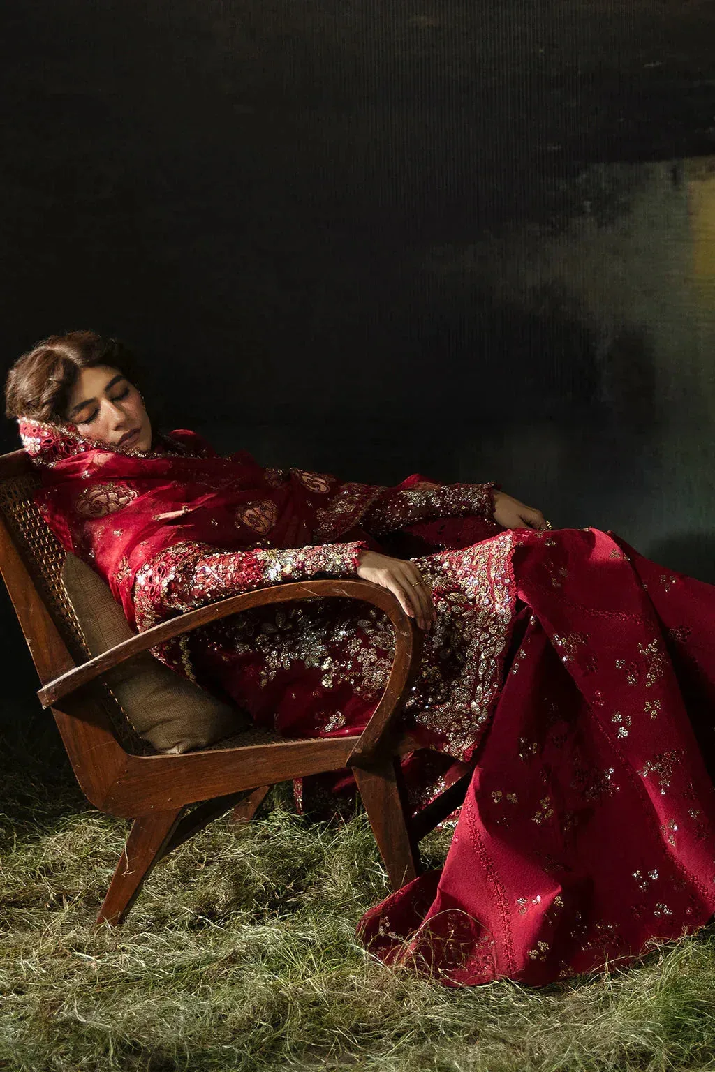 Afrozeh Red Raw Silk – view 8 – Poshaq