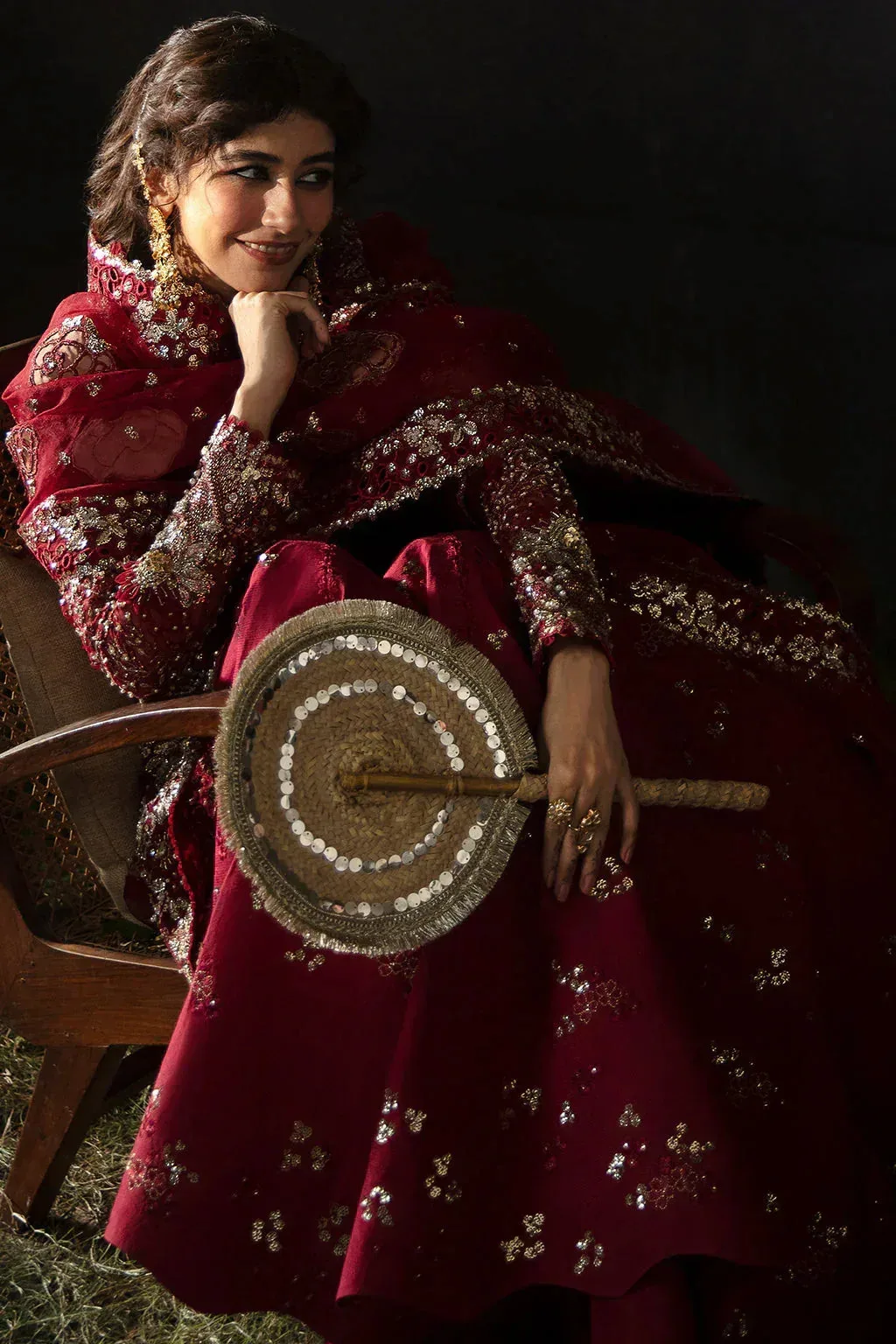 Afrozeh Red Raw Silk – view 9 – Poshaq