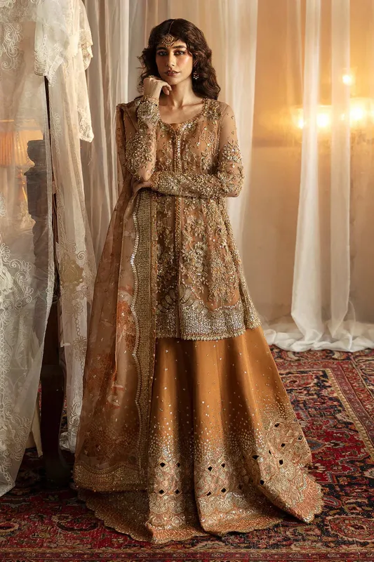 Afrozeh Gold Raw Silk – view 1 – Poshaq