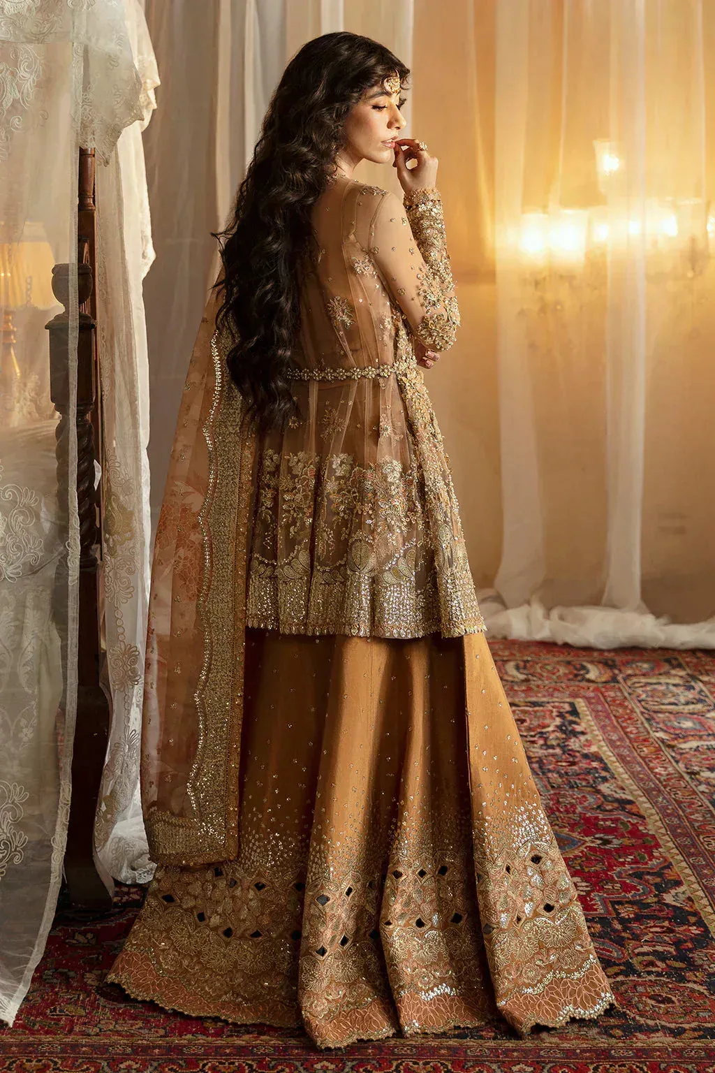 Afrozeh Gold Raw Silk – view 2 – Poshaq