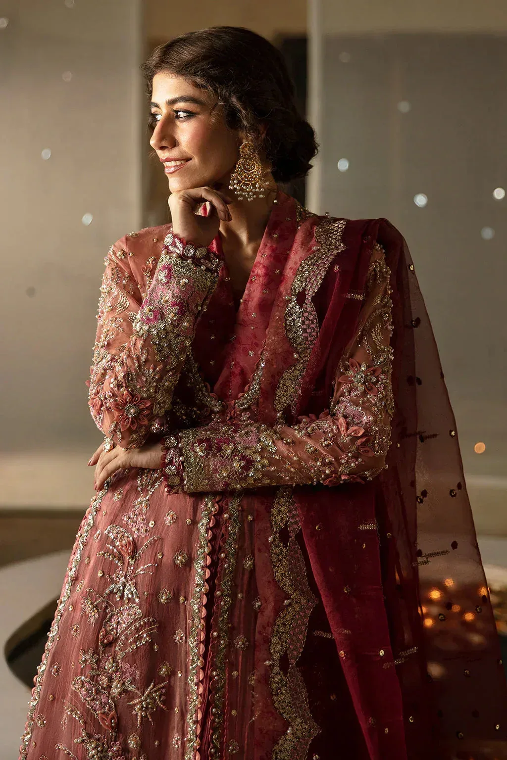 Afrozeh Pink Raw Silk – view 4 – Poshaq