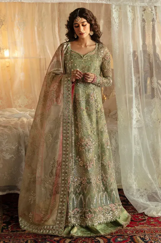 Afrozeh Mint Raw Silk – view 1 – Poshaq