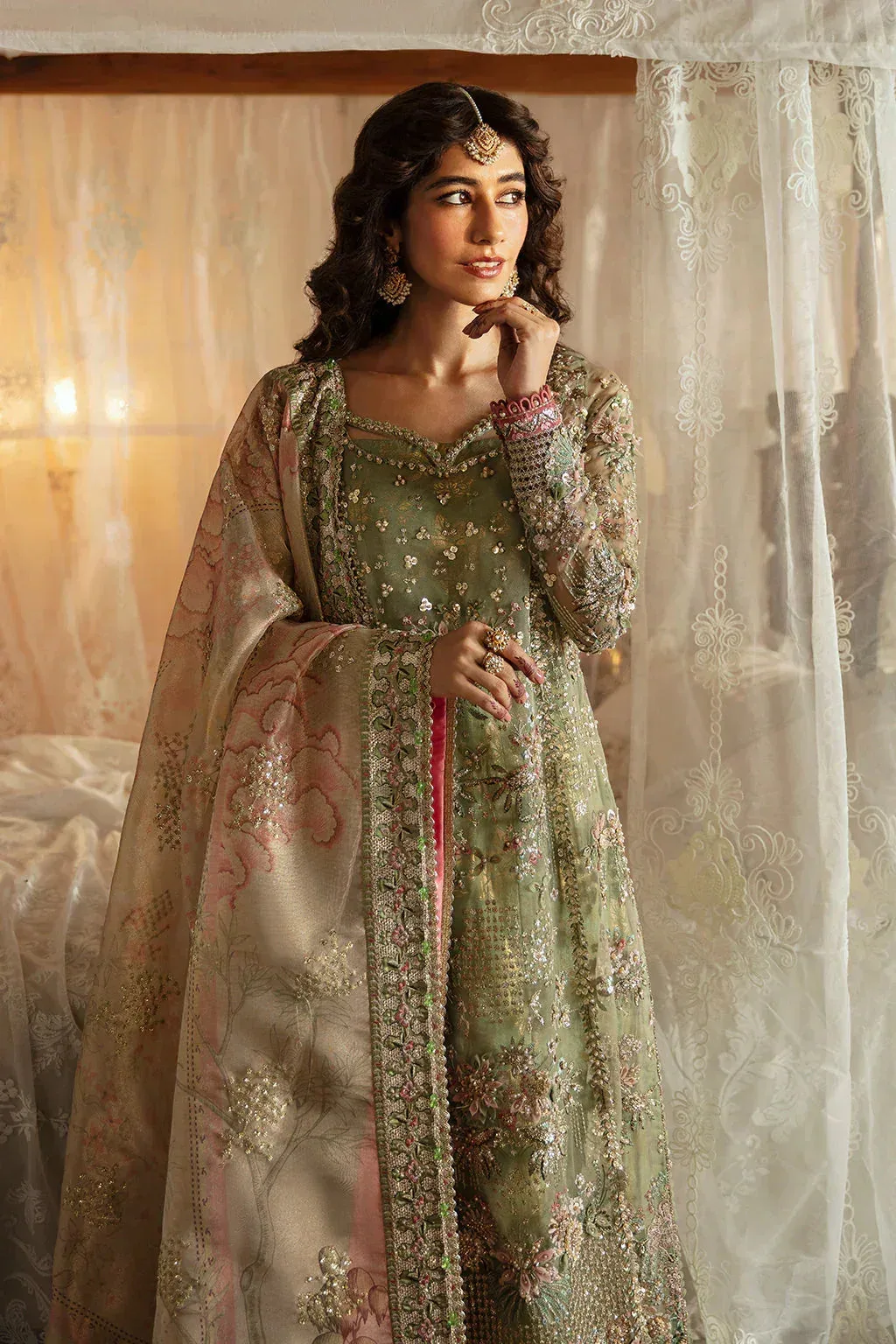 Afrozeh Mint Raw Silk – view 3 – Poshaq