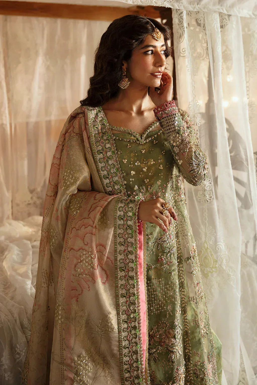 Afrozeh Mint Raw Silk – view 4 – Poshaq
