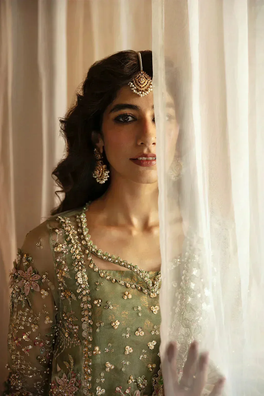 Afrozeh Mint Raw Silk – view 5 – Poshaq