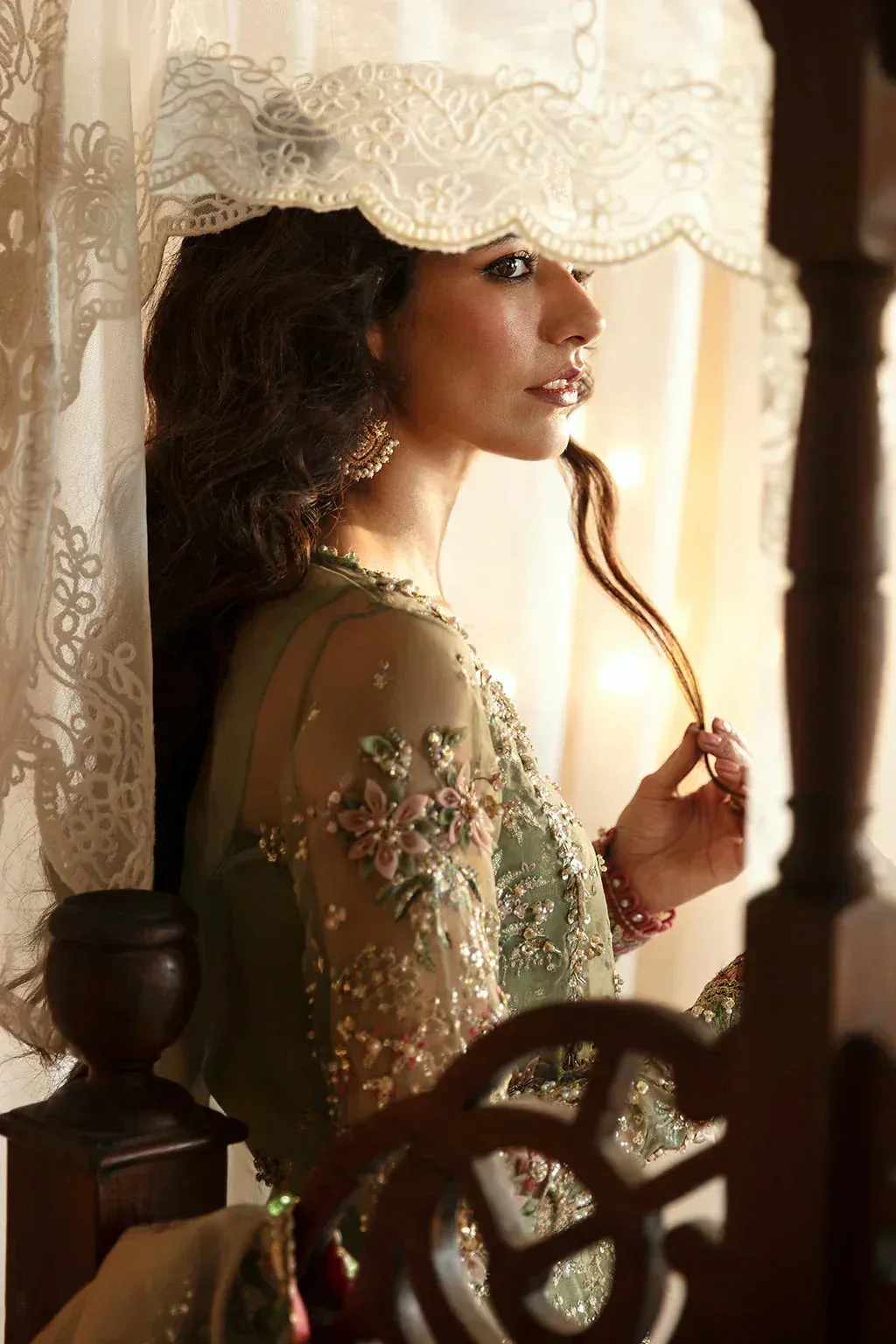 Afrozeh Mint Raw Silk – view 6 – Poshaq