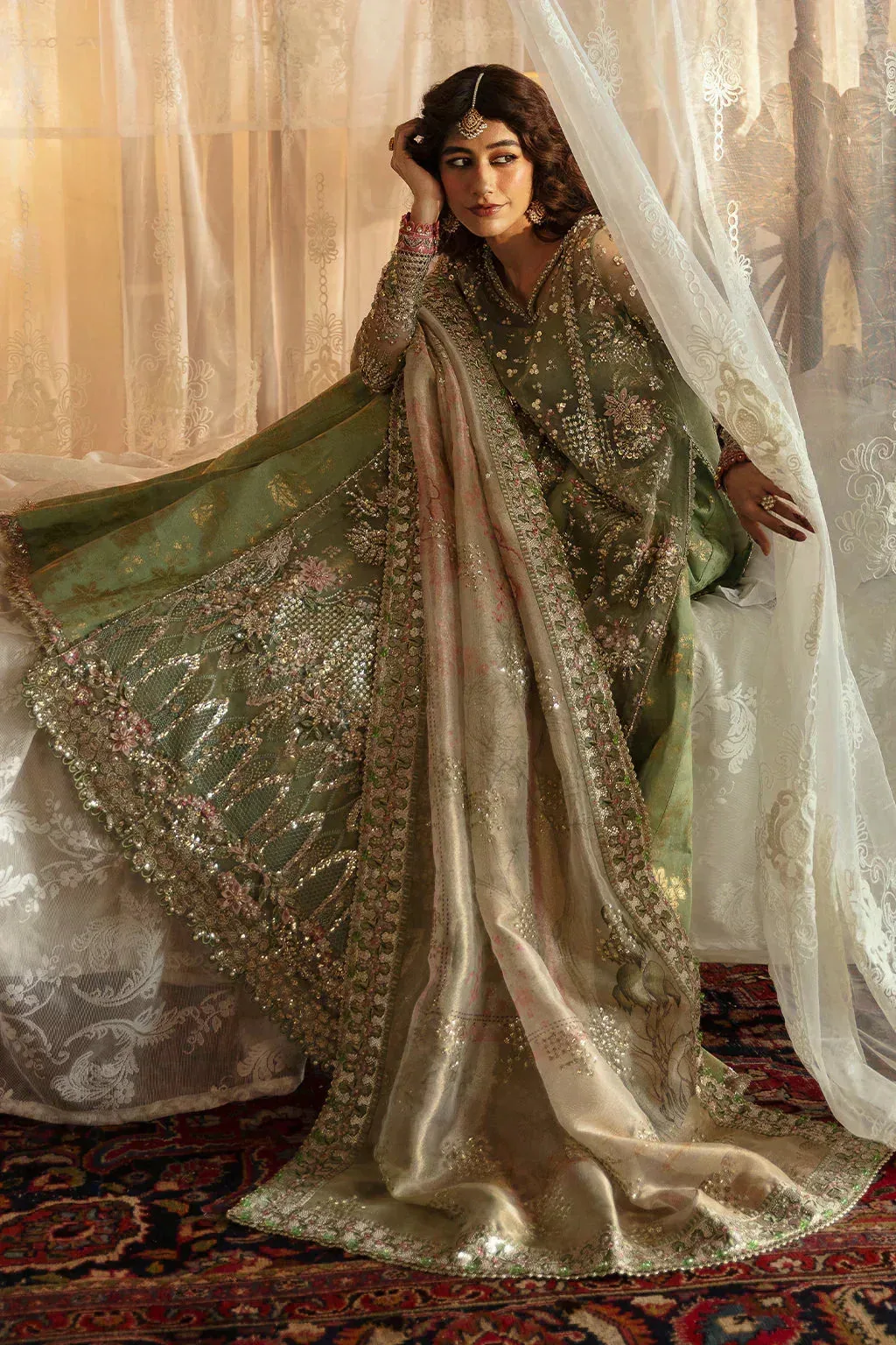 Afrozeh Mint Raw Silk – view 7 – Poshaq
