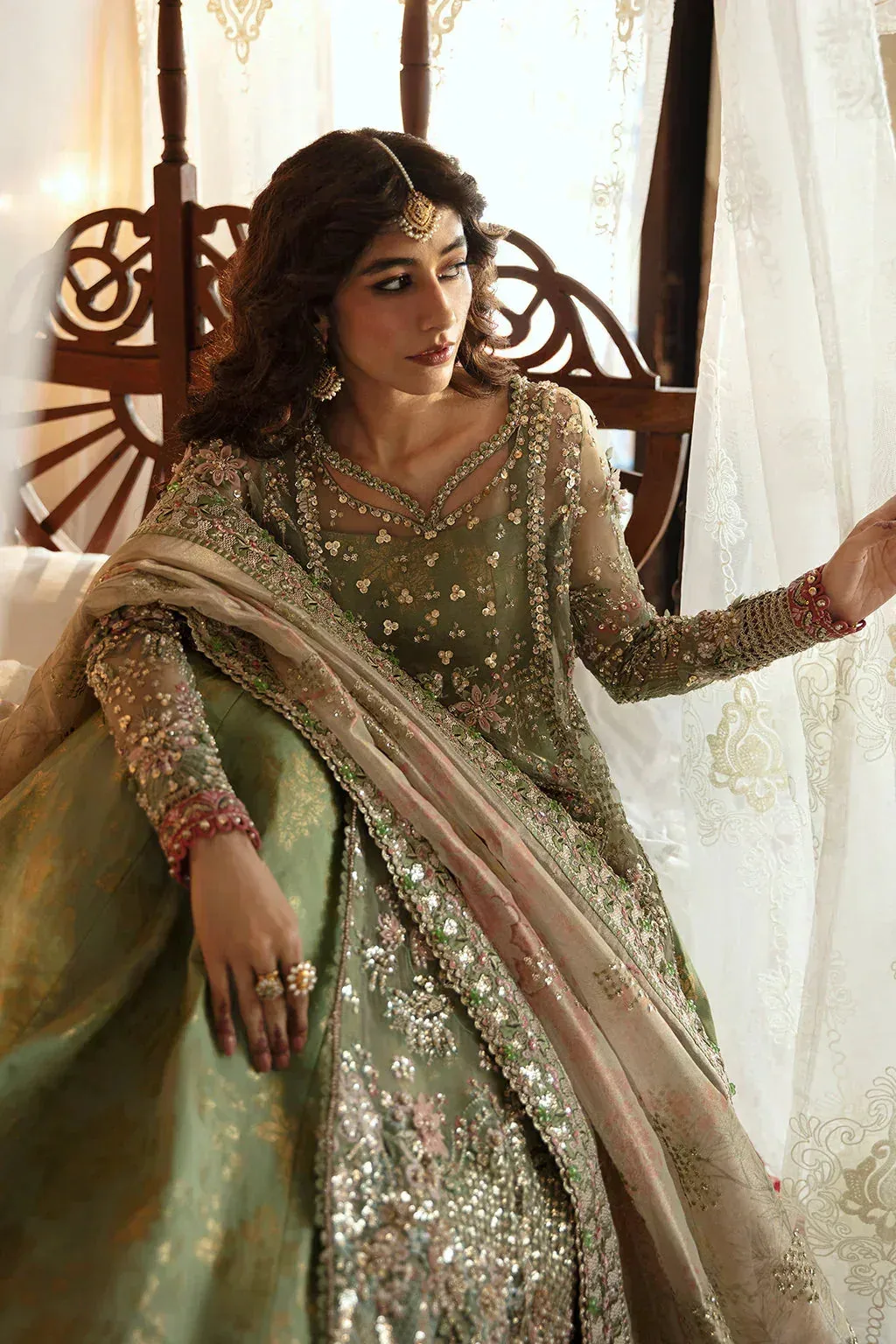 Afrozeh Mint Raw Silk – view 8 – Poshaq