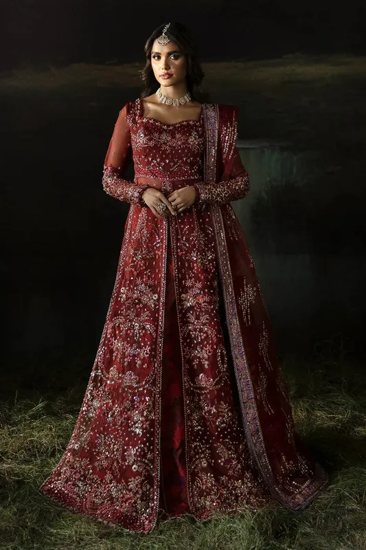 Afrozeh Rust Raw Silk – view 1 – Poshaq