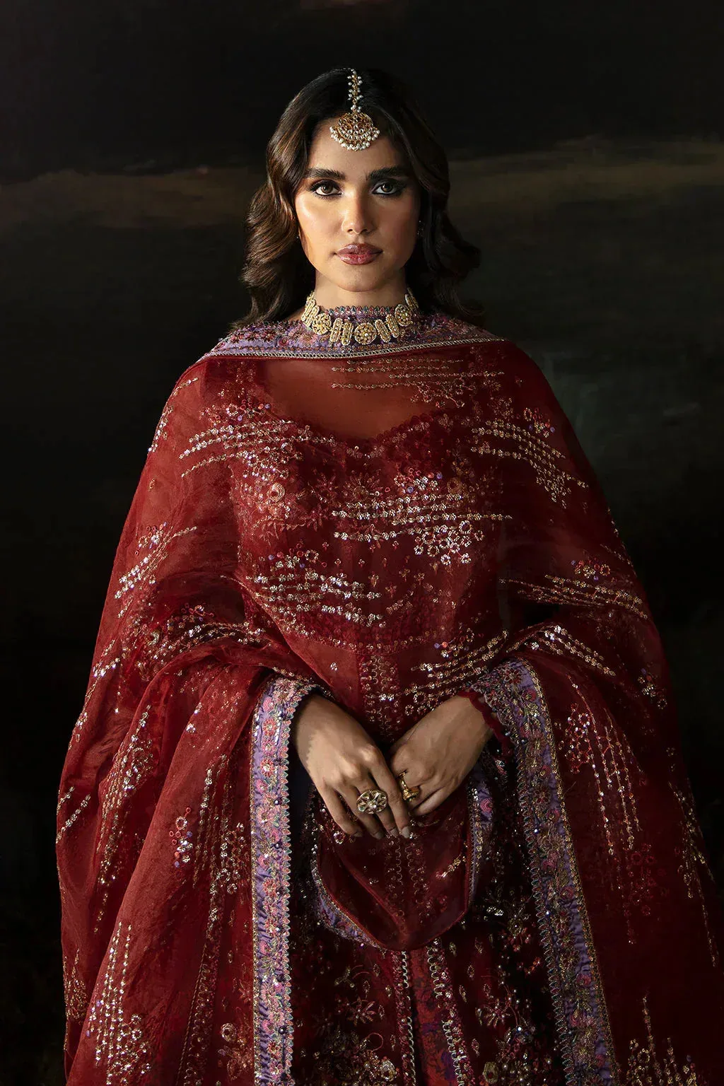 Afrozeh Rust Raw Silk – view 6 – Poshaq