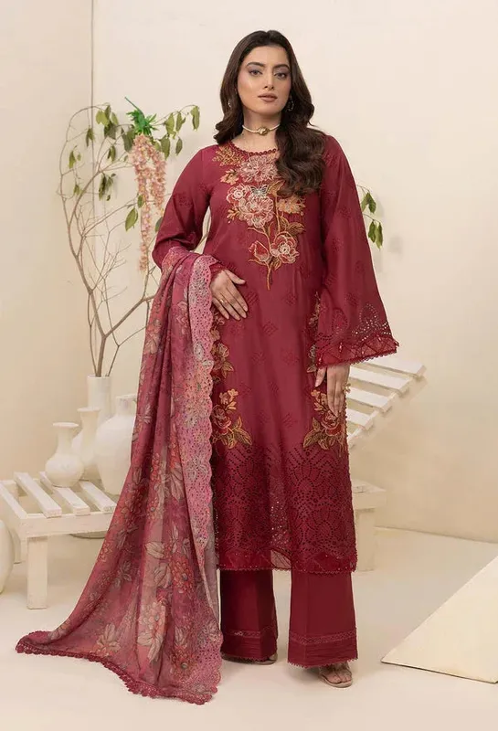 Adans Libas Haelyn 25 Maroon Cotton – view 1 – Poshaq