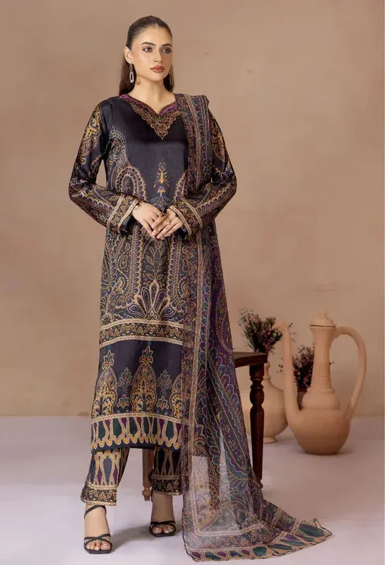 Adans Libas Adans Monochrome Silk Chiffon – view 1 – Poshaq