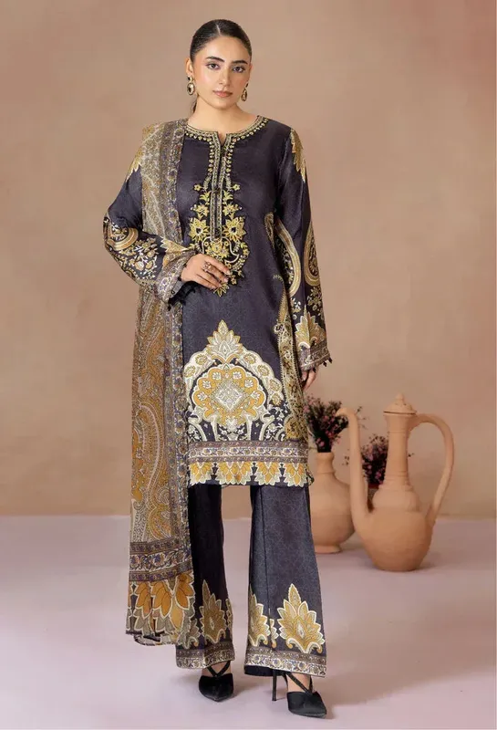 Adans Libas Adans Monochrome Silk Chiffon – view 1 – Poshaq