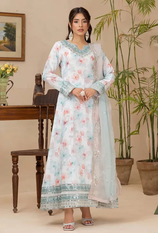 Adans Libas Adans Embroidered satin Satin – view 1 – Poshaq
