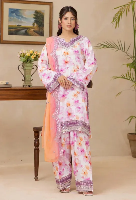Adans Libas Adans Embroidered satin Satin – view 1 – Poshaq