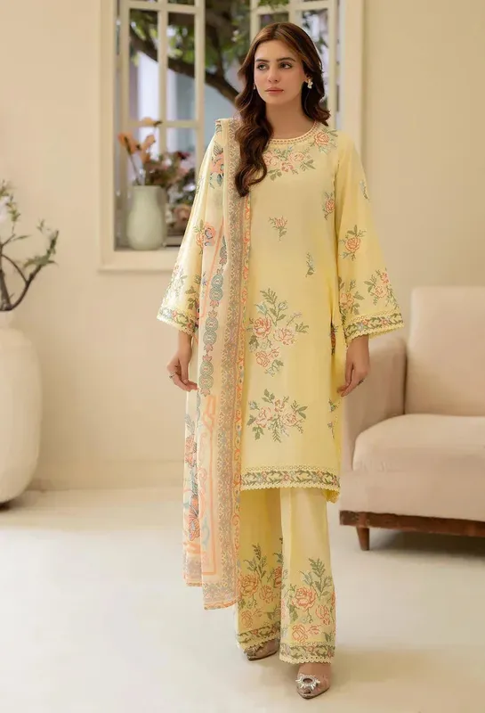 Adans Libas Stitched Embroidered Lawn 3pc Cotton – view 1 – Poshaq