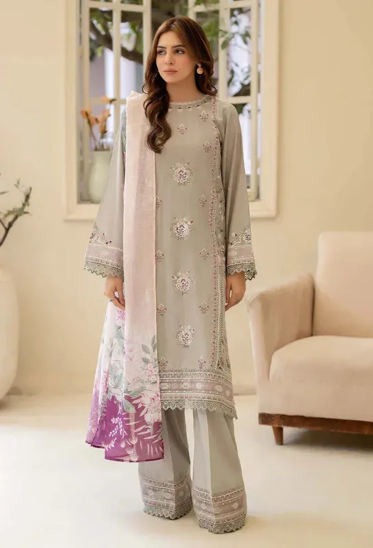 Adans Libas Stitched Embroidered Lawn 3pc Cotton – view 1 – Poshaq
