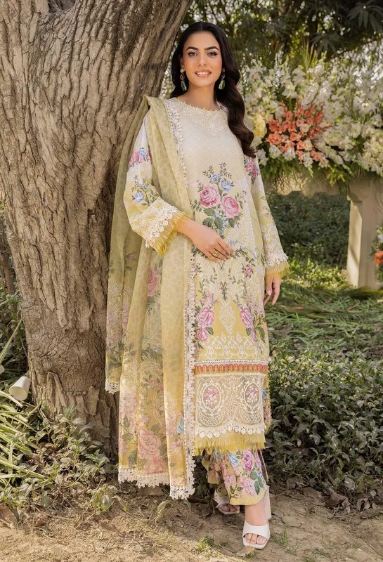 Adans Libas Morzine Lawn 25 Pastel Yellow Cotton – view 1 – Poshaq