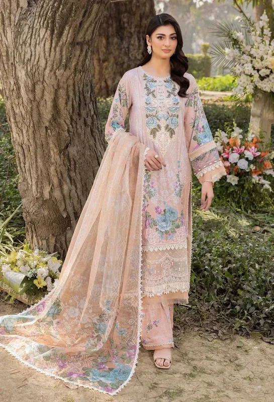 Adans Libas Morzine Lawn 25 Pale Peach Cotton – view 1 – Poshaq