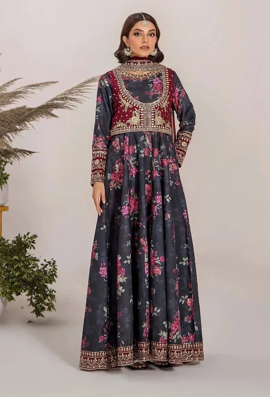 Adans Libas Eid Edit 25 Black Raw Silk – view 1 – Poshaq