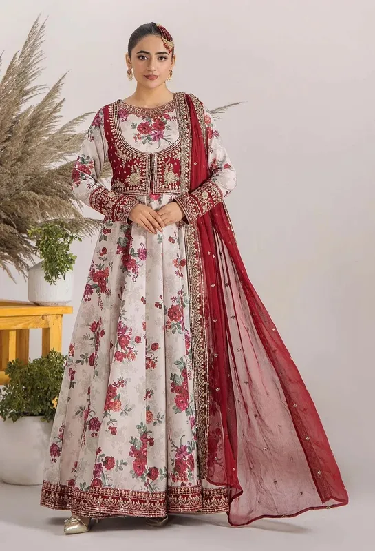 Adans Libas Eid Edit 25 White Raw Silk – view 1 – Poshaq