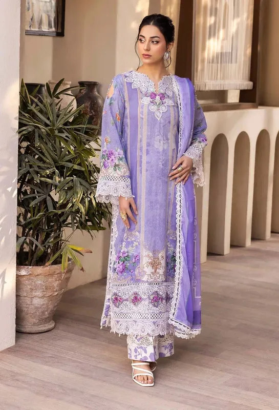 Adans Libas Chantelle Print Lawn Lavender Chiffon – view 1 – Poshaq