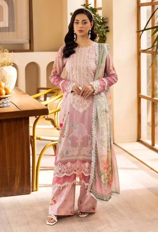 Adans Libas Chantelle Print Lawn Light Pink Chiffon – view 1 – Poshaq